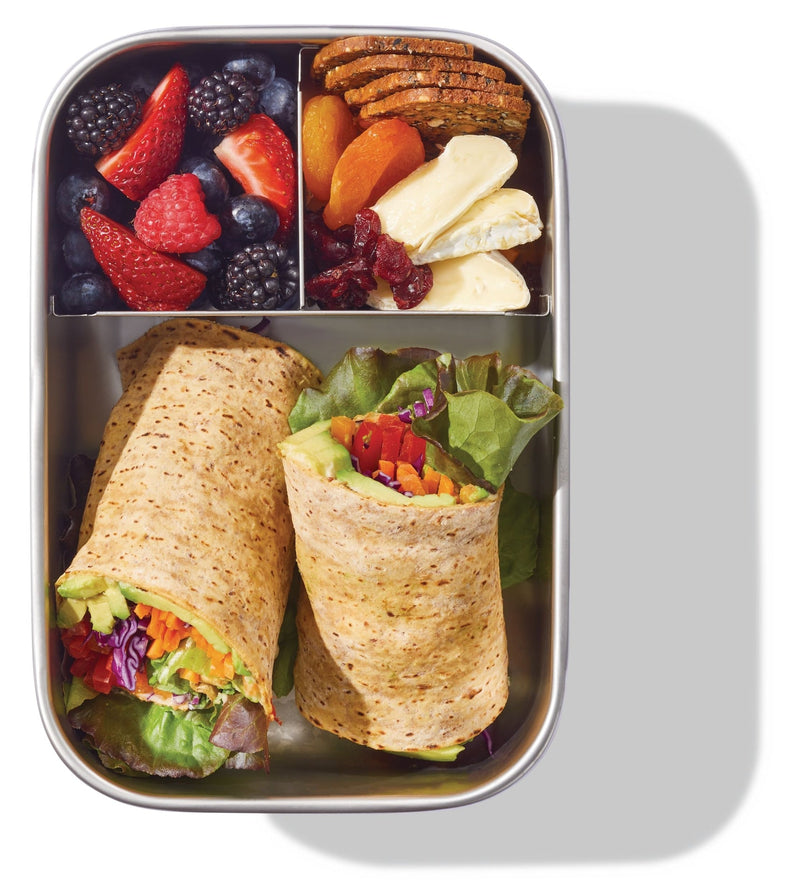 3-Compartment Stainless Bento Lunch Box Food Storage Container, Blue, 1.3-L V6397