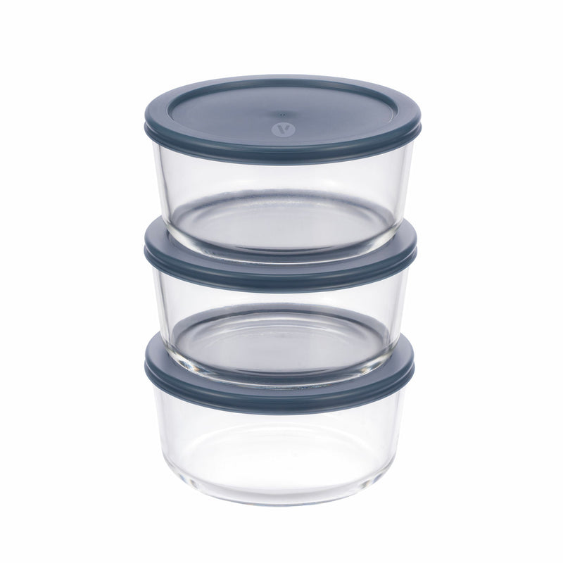 Round Glass Food Storage Container Set with Lids, 6-pc N1189