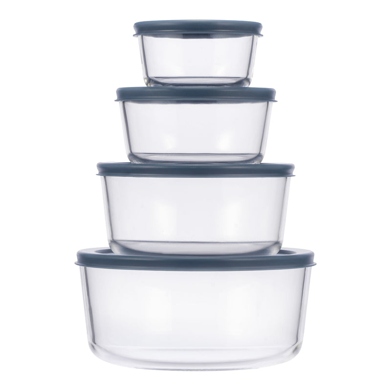 Round Glass Food Storage Container Set with Lids, 8-pc N0370
