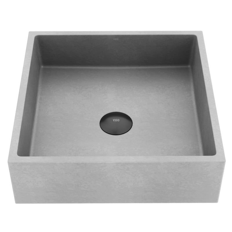 Alhambra Gothic Concreto Stone 15x15-in Deep Grey Bathroom Sink/Basin with Square Vessel D7646