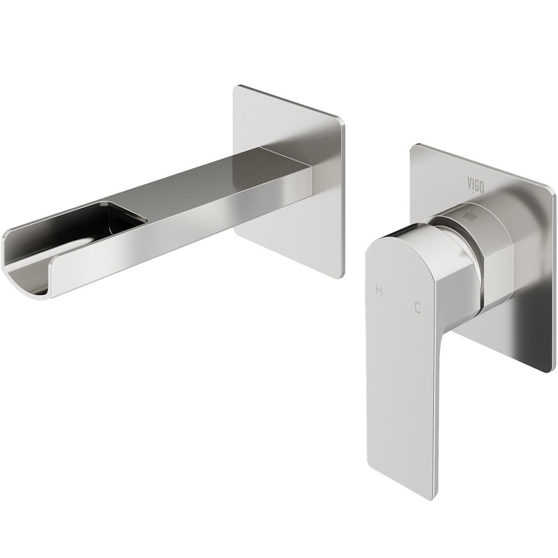 Atticus Brushed Nickel Wall Mount Bathroom Faucet S0499
