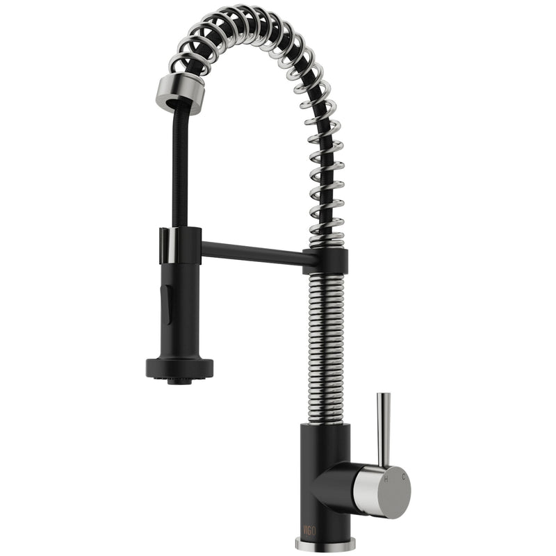 Edison Single Handle Pull Down Kitchen Faucet, Stainless Steel/Matte Black P8363