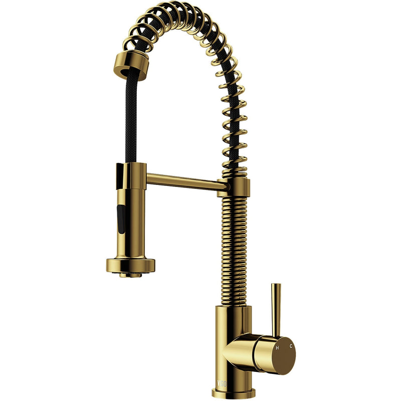 Edison Single Handle Pull Down Sprayer Kitchen Faucet, Matte Gold B2147