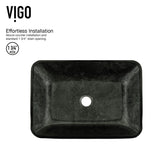 Glass Rectangular Vessel Bathroom Sink/Basin, Grey Onyx