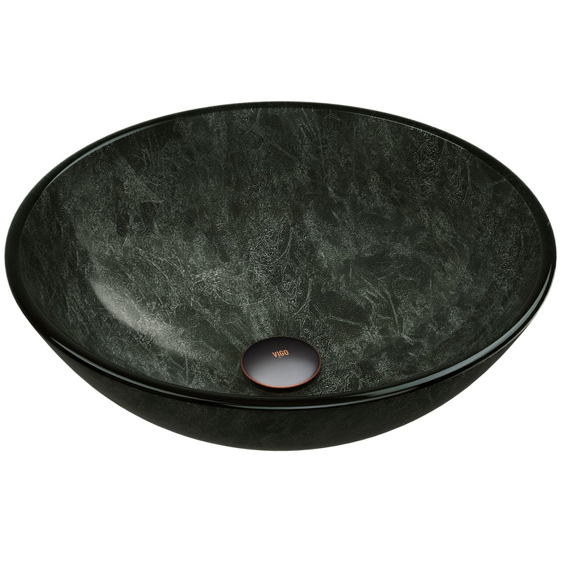 Glass Round Vessel Bathroom Sink/Basin with Deep Bowl, Gray Z8450
