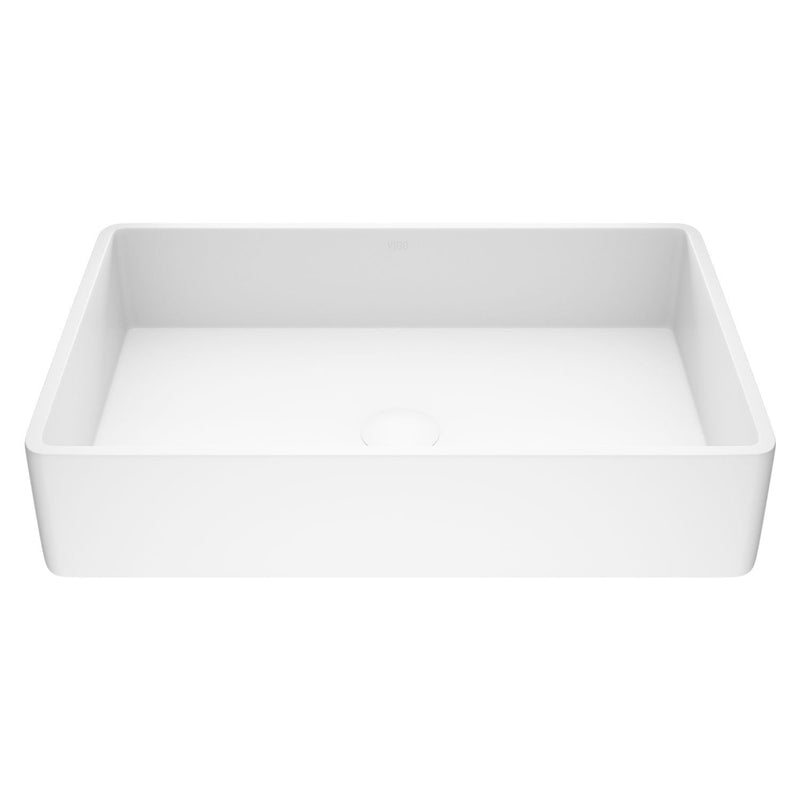 Magnolia Matte Stone Vessel Bathroom Sink/Basin with Deep Bowl, White X9237