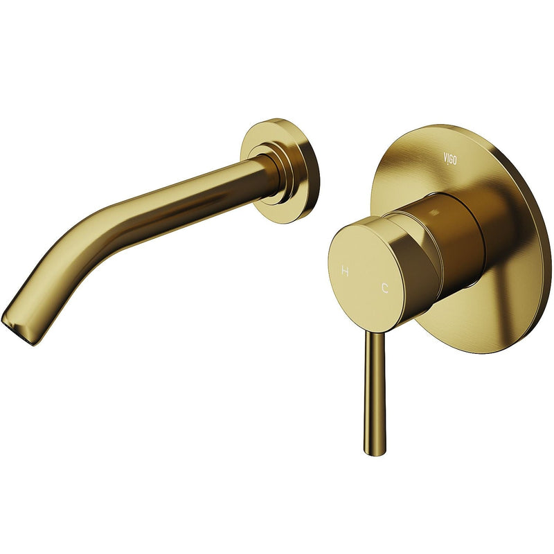 Olus Wall Mount Single Lever Bathroom Sink Faucet, WaterSense Certified, Matte BGold Y1483