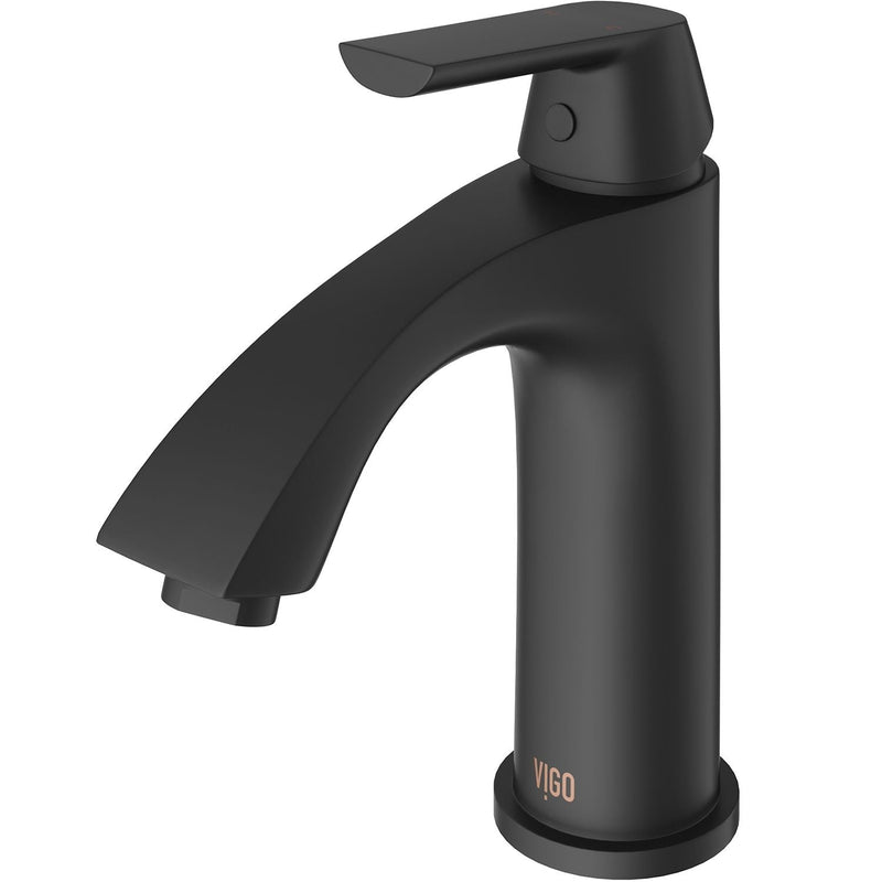 Penela Single Handle Single Hole Bathroom Sink Faucet, Matte Black O5040