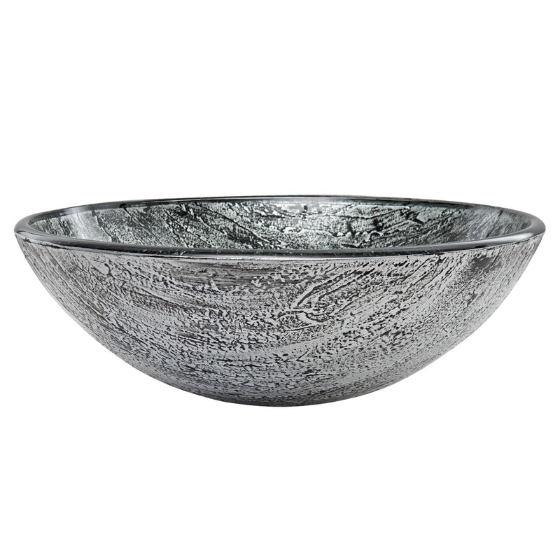 Round Glass Vessel Bathroom Sink/Basin with Deep Bowl, Titanium Z0971