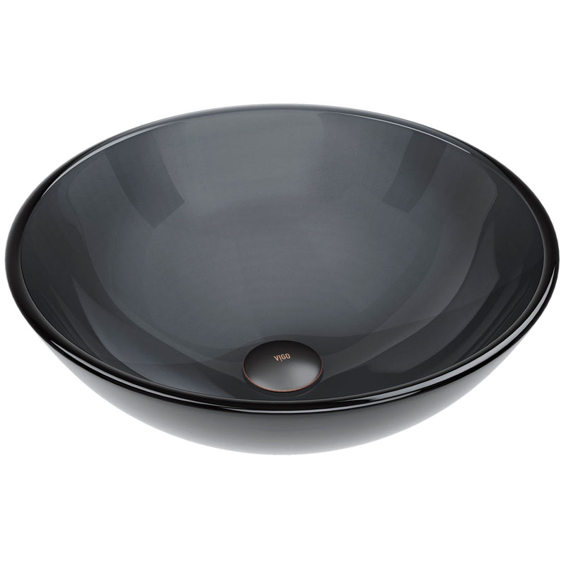 Sheer Glass Round Vessel Bathroom Sink/Basin with Deep Bowl, Black E8841