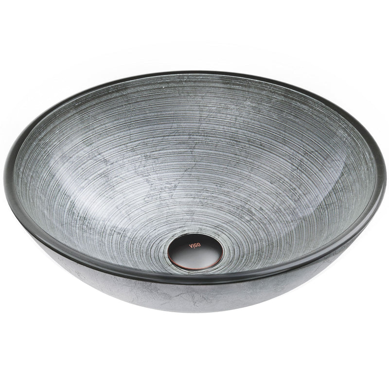 Simply Glass Round Vessel Bathroom Sink/Basin with Deep Bowl, Gray R3587