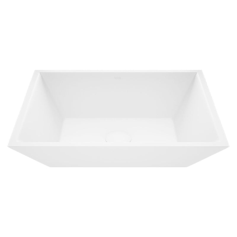 Vinca Matte Stone Vessel Bathroom Sink/Basin with Deep Bowl, White G0117