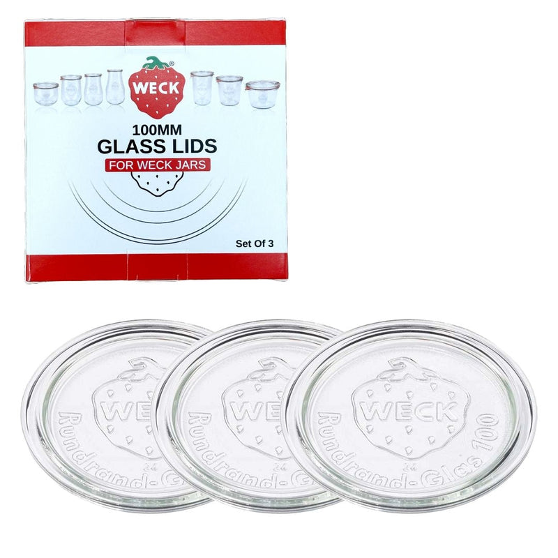 100mm Glass Lids for Jars, Dishwasher/Microwave-Safe, 3-pk A5564