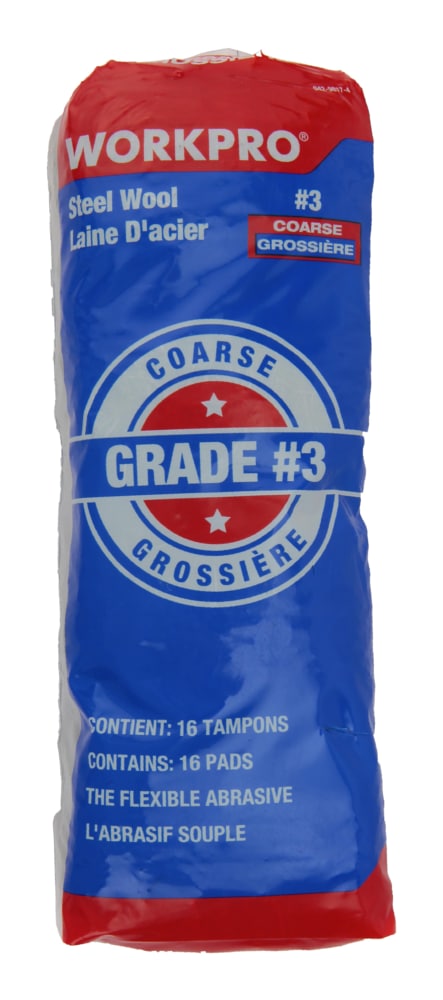 Steel Wool Pads, Surface Cleaning, Paint Removal & Restoration, Coarse Grade 3, 16-pk R4030