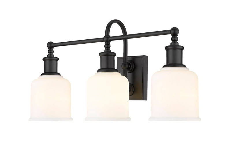 Bryant 3-Light Vanity Light, Black with Opal Shade K2776