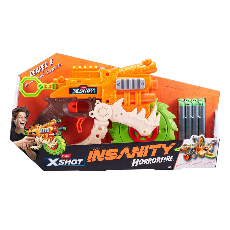 Insanity HorrorFire Reaper X Dart Blaster with Saw Blade, Includes 8-Darts, Ages 8+ K3170
